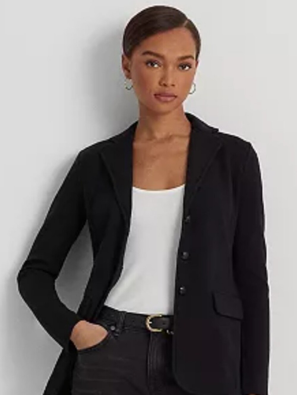 Willi Smith Black Felted 100% Wool Tailored Blazer/Cardigan M